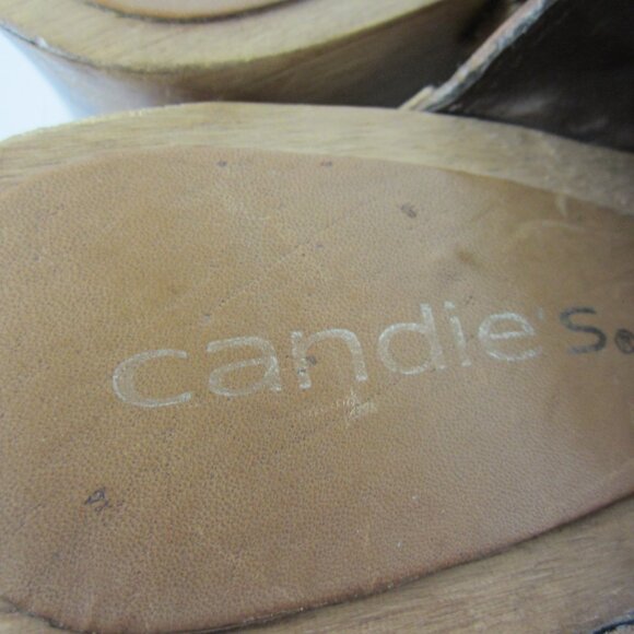 Vintage Candies Platform Clog Womens 8 Wooden Leather Y2K Chunky Hippie Festival - Picture 9 of 10
